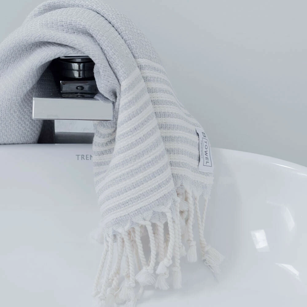 B Yoga B Towel Handen En Gezicht, Beige/wit - Afbeelding 4