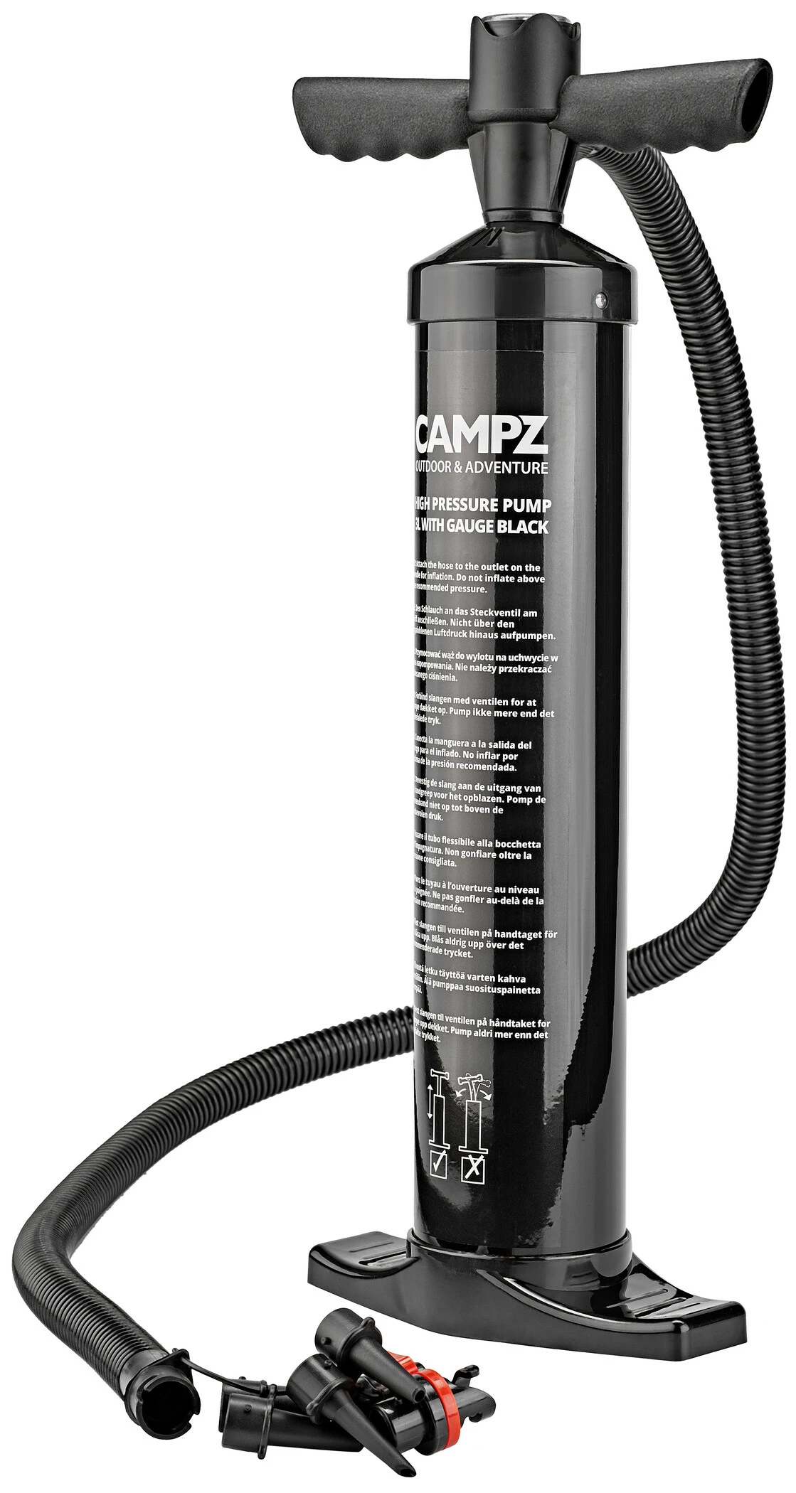 CAMPZ High Pressure Pump 3l With Gauge, Zwart
