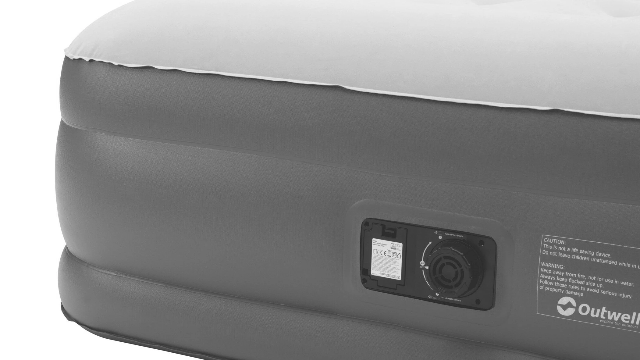 Outwell Flock Superior Double Airbed With Built-in Pump, Wit/grijs - Afbeelding 4